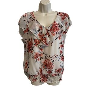 Maurices Flutter Sleeve Top Large Elastic Waist Ruffle Dainty Fairy Feminine